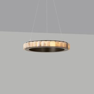 Avalon - Alabastrowy pierścień w mosiężnej oprawie