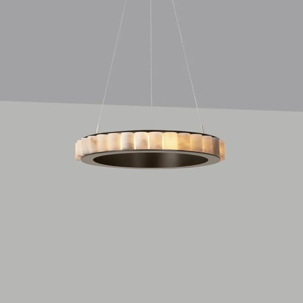 Avalon - Alabastrowy pierścień w mosiężnej oprawie