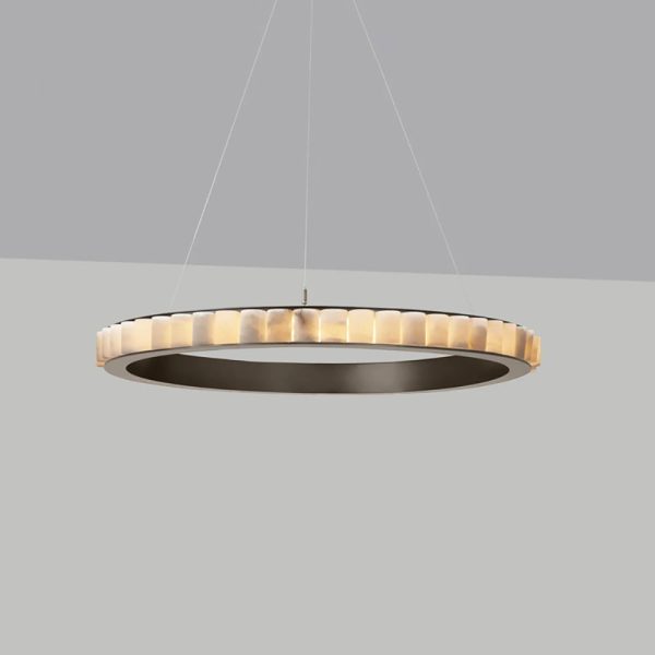 Avalon - Alabastrowy pierścień w mosiężnej oprawie