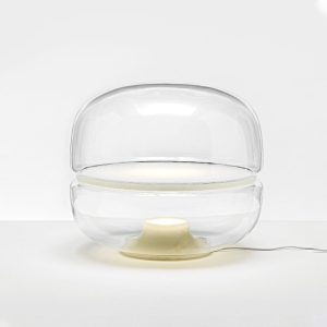 Lampa stołowa z alabastru i szkła w eleganckim stylu