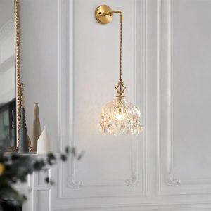 Lampa ścienna Alshamal szklana w stylu retro miedź kryształ