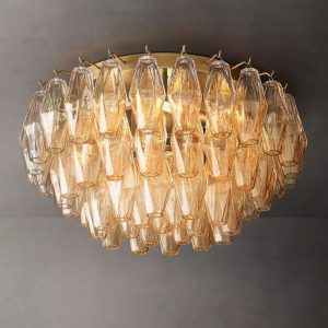 Lampa sufitowa Chara Glass 22 przezroczysta mosiężna 56cm