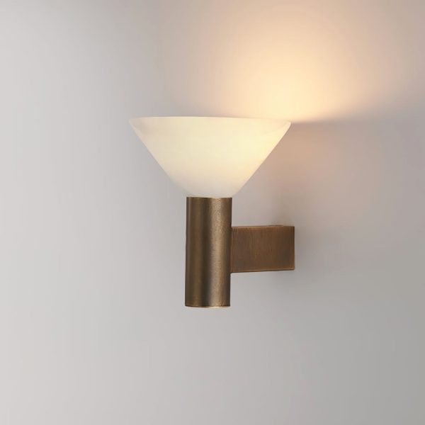 Kinkiet stożkowy z alabastru brązowo-czarny