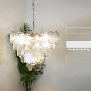 Luksusowy żyrandol Murano w kształcie dysku iryzujący 70cm