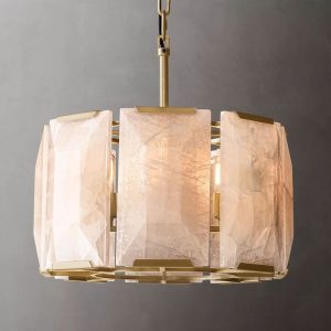 Lampa Harson Calcite 48cm okrągła mosiądz/czarna stal