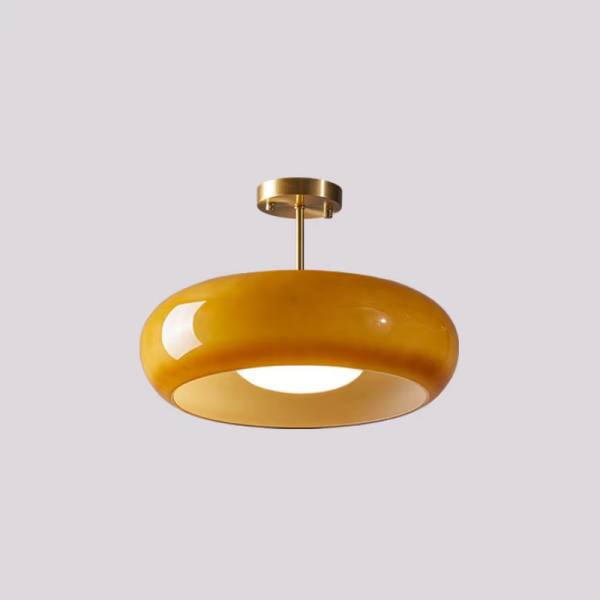 Lampa sufitowa Formlicht, mosiądz, biały/pomarańczowy, styl Bauhaus, Ø28/40cm