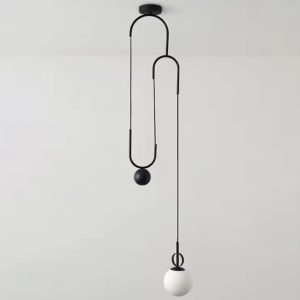 Nowoczesna lampa wisząca w kształcie koła mosiężna i szklana