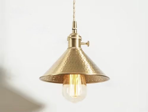 Miedziana lampa wisząca młotkowana stylowy żyrandol E27