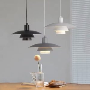 Trójwarstwowa lampa wisząca z aluminiowymi kloszami 40 cm