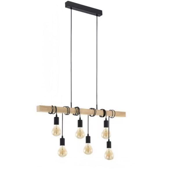 Screenshot Lampa wisząca Wooden drewniana z prostokątną konstrukcją