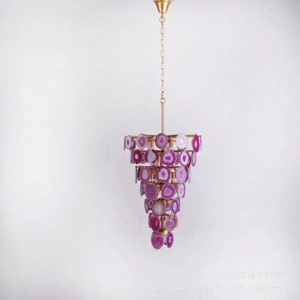 Luksusowa lampa wisząca z agatowych plastrów w stylu nowoczesnym