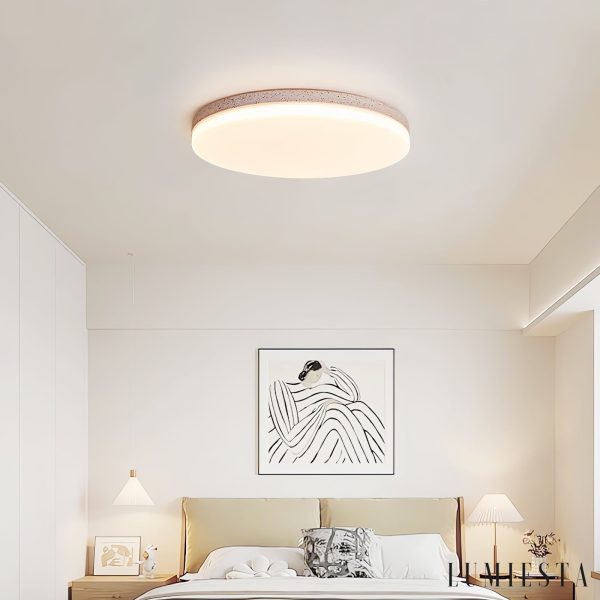 Alexandris - Plafon trawertynowy nowoczesny żółty i biały do salonu, Ø27/38/48 cm