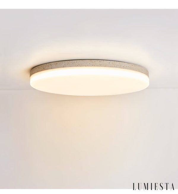 Alexandris - Plafon trawertynowy nowoczesny żółty i biały do salonu, Ø27/38/48 cm