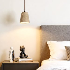 Amalfia - Lampa wisząca trawertynowa, żółta, nad stół, Ø11×12 cm