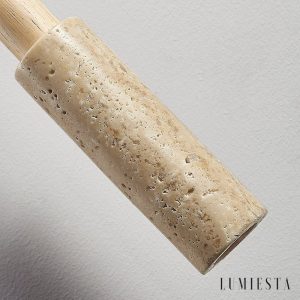 Appiana - Lampa wisząca trawertynowo-drewniana, żółta do jadalni, Ø4×H27/150 cm