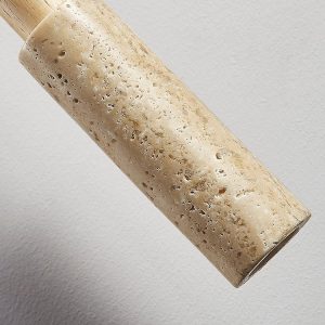 Appiana - Lampa wisząca trawertynowo-drewniana, żółta do jadalni, Ø4×H27/150 cm