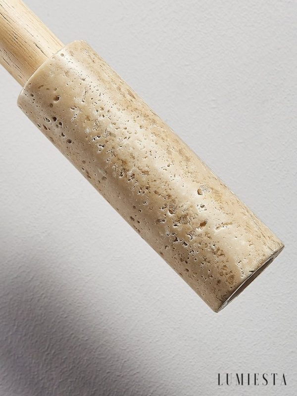 Appiana - Lampa wisząca trawertynowo-drewniana, żółta do jadalni, Ø4×H27/150 cm