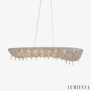 ArgentiaX - Lampa wisząca glamour chrom, kryształ, do salonu, Ø60/80/100 cm