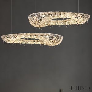 ArgentiaX - Lampa wisząca glamour chrom, kryształ, do salonu, Ø60/80/100 cm
