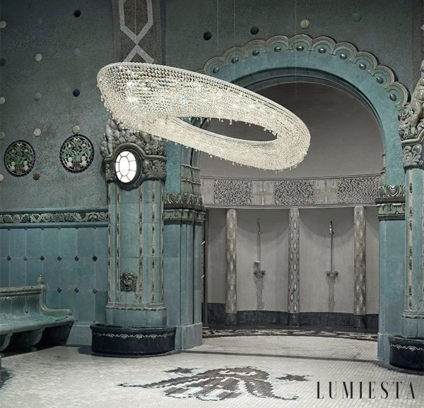 ArgentiaX - Lampa wisząca glamour chrom, kryształ, do salonu, Ø60/80/100 cm