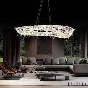 ArgentiaX - Lampa wisząca glamour chrom, kryształ, do salonu, Ø60/80/100 cm