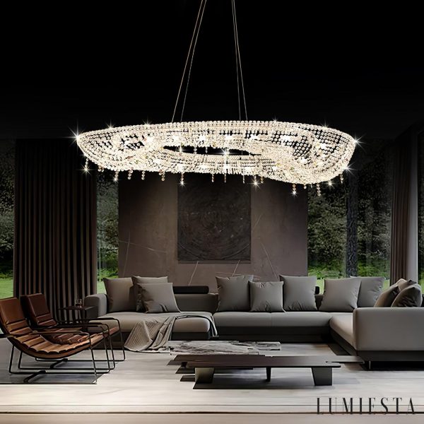 ArgentiaX - Lampa wisząca glamour chrom, kryształ, do salonu, Ø60/80/100 cm