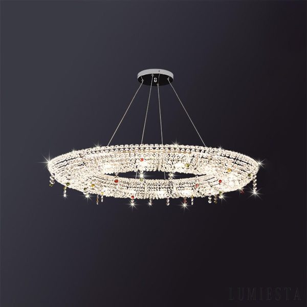 ArgentiaX - Lampa wisząca glamour chrom, kryształ, do salonu, Ø60/80/100 cm