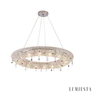 ArgentiaX - Lampa wisząca glamour chrom, kryształ, do salonu, Ø60/80/100 cm