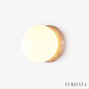 Astereta - Kinkiet trawertynowy, żółto-biały do salonu, Ø16x16 cm