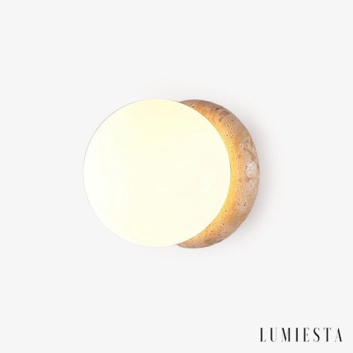 Astereta - Kinkiet trawertynowy, żółto-biały do salonu, Ø16x16 cm