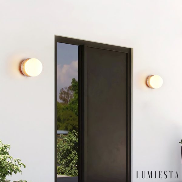 Astereta - Kinkiet trawertynowy, żółto-biały do salonu, Ø16x16 cm