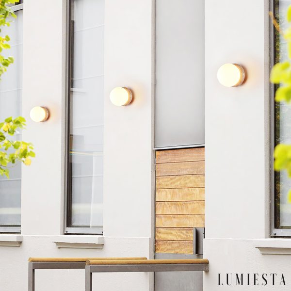 Astereta - Kinkiet trawertynowy, żółto-biały do salonu, Ø16x16 cm