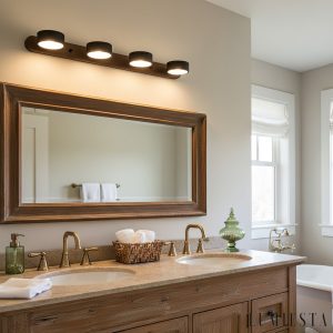 Atraverna - Kinkiet trawertynowo-drewniany, orzechowy/czarny do salonu Ø32/51/70 cm