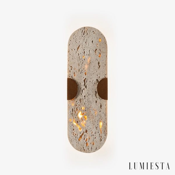 Auratryn - Lampa wisząca trawertynowa, orzechowo-żółta, do jadalni, Ø11 x 35 cm