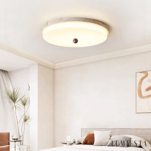 Auravena - Lampa sufitowa trawertynowa, żółto-biała do salonu Ø30/40/50 cm