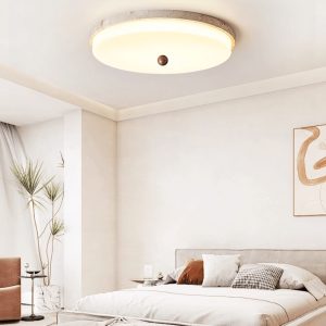 Auravena - Lampa sufitowa trawertynowa, żółto-biała do salonu Ø30/40/50 cm