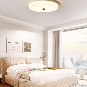 Auravena - Lampa sufitowa trawertynowa, żółto-biała do salonu Ø30/40/50 cm