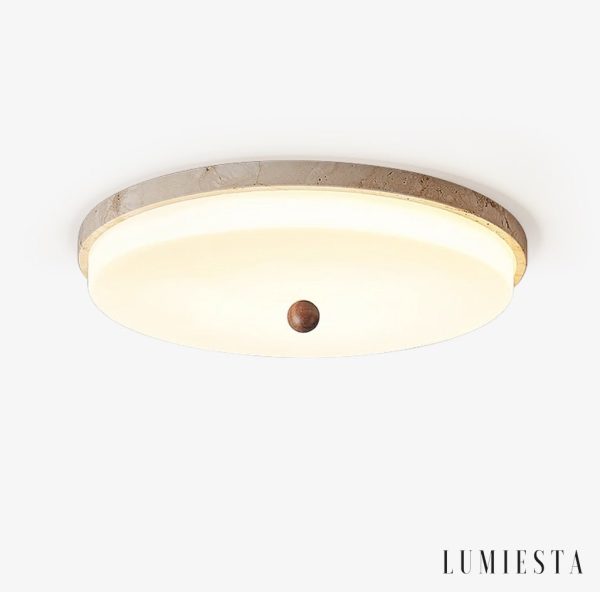 Auravena - Lampa sufitowa trawertynowa, żółto-biała do salonu Ø30/40/50 cm