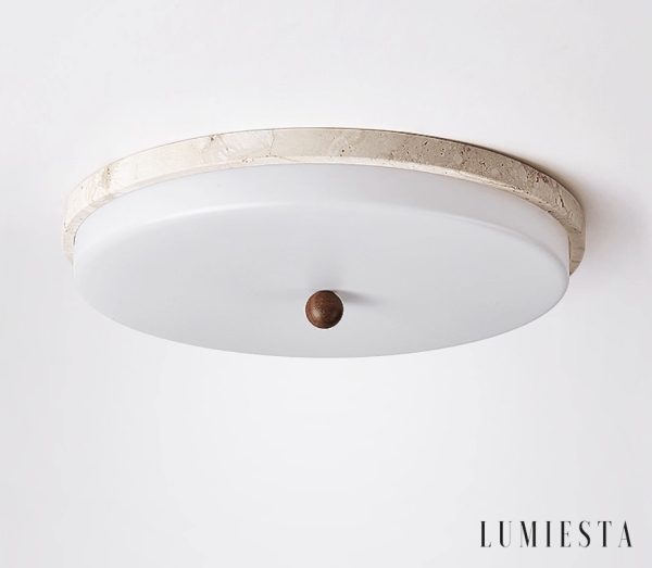 Auravena - Lampa sufitowa trawertynowa, żółto-biała do salonu Ø30/40/50 cm