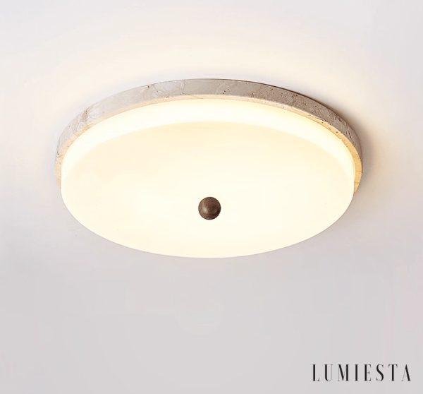 Auravena - Lampa sufitowa trawertynowa, żółto-biała do salonu Ø30/40/50 cm