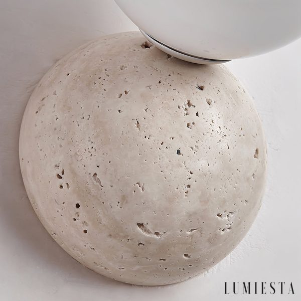 Aureluna - Kinkiet trawertynowy żółty, metal-szkło do salonu, Ø10 x H10/17 cm