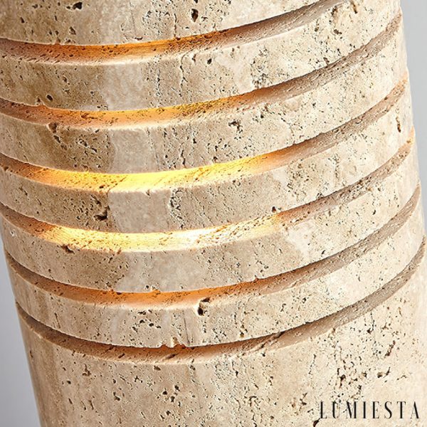 Aurelvina - Lampa podłogowa trawertynowa, żółta, do salonu, Ø18 x 50 cm