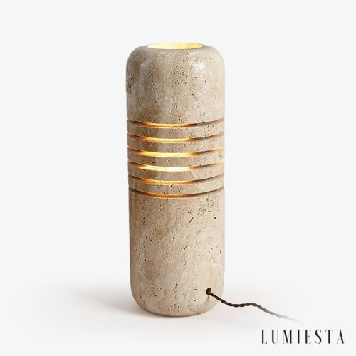 Aurelvina - Lampa podłogowa trawertynowa, żółta, do salonu, Ø18 x 50 cm