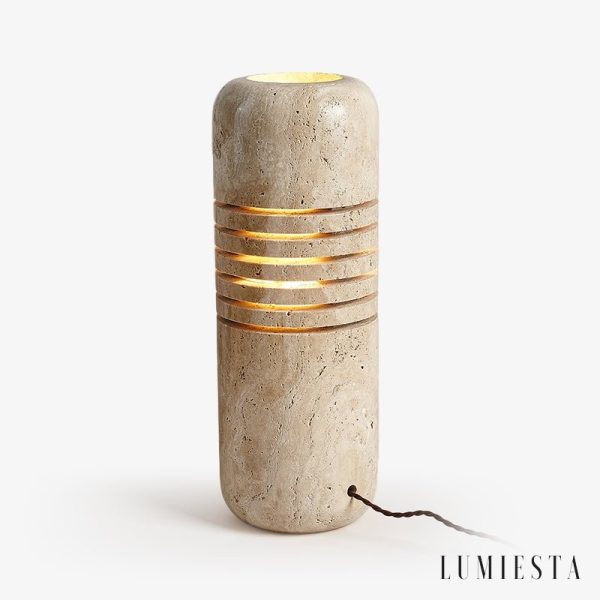 Aurelvina - Lampa podłogowa trawertynowa, żółta, do salonu, Ø18 x 50 cm