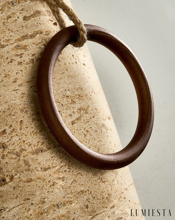 Auretryn - Kinkiet trawertynowy, żółty trawertyn i drewno, do salonu Ø12x22 cm