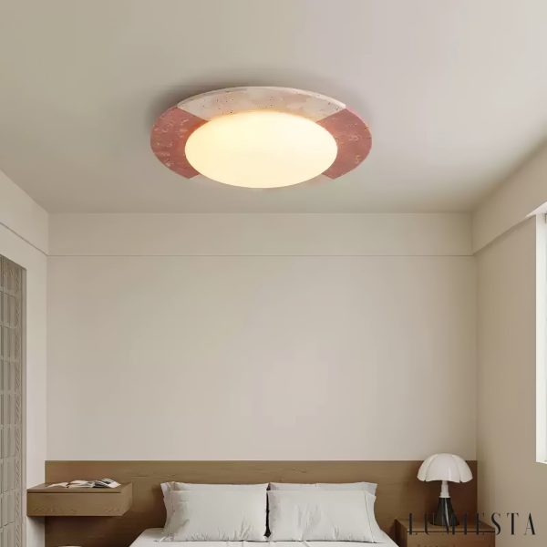 Maritia - Lampa sufitowa trawertynowa beżowo-czerwona do salonu Ø38/48/58 cm