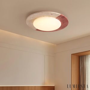 Maritia - Lampa sufitowa trawertynowa beżowo-czerwona do salonu Ø38/48/58 cm