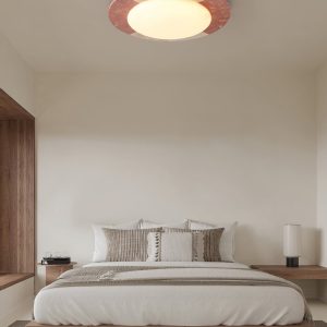 Maritia - Lampa sufitowa trawertynowa beżowo-czerwona do salonu Ø38/48/58 cm