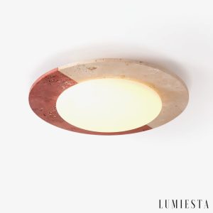 Maritia - Lampa sufitowa trawertynowa beżowo-czerwona do salonu Ø38/48/58 cm