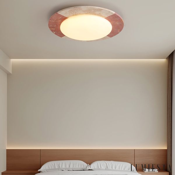 Maritia - Lampa sufitowa trawertynowa beżowo-czerwona do salonu Ø38/48/58 cm